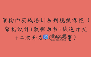 架构师实战培训系列视频课程（架构设计+数据后台+快速开发+二次开发+发布部署）