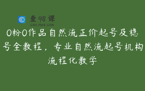 0粉0作品自然流正价起号及稳号全教程，专业自然流起号机构流程化教学