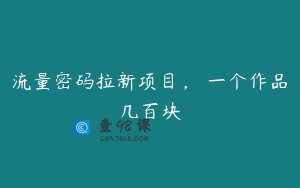 流量密码拉新项目， 一个作品几百块