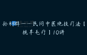 孙利群——民间中医绝技疗法【挑羊毛疔】10讲