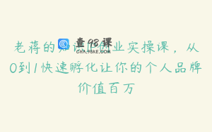 老蒋的知识IP创业实操课，从0到1快速孵化让你的个人品牌价值百万