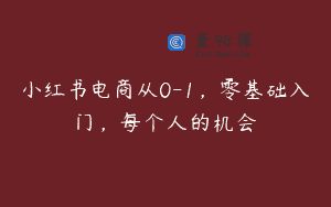 小红书电商从0-1，零基础入门，每个人的机会
