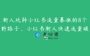 新人玩转小红书流量暴涨的8个野路子，小红书新人快速流量破局