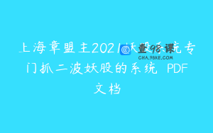 上海章盟主2021妖股系统专门抓二波妖股的系统  PDF文档