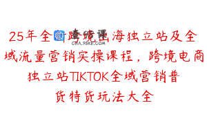 25年全新跨境出海独立站及全域流量营销实操课程，跨境电商独立站TIKTOK全域营销普货特货玩法大全