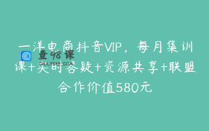 一洋电商抖音VIP，每月集训课+实时答疑+资源共享+联盟合作价值580元