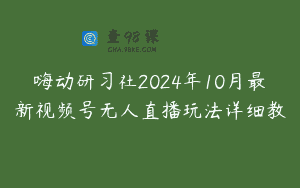 嗨动研习社2024年10月最新视频号无人直播玩法详细教