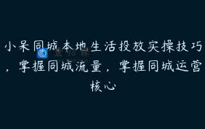 小呆同城本地生活投放实操技巧,掌握同城流量,掌握同城运营核心