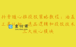 抖音随心推投放策略教程：涵盖工具认知、选品逻辑和投放技术三大核心模块