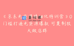 《京东无货源精细化特训营》0门槛打造无货源爆款 可复制放大做店群