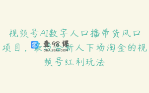视频号AI数字人口播带货风口项目，最适合新人下场淘金的视频号红利玩法