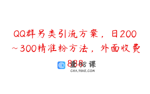 QQ群另类引流方案,日200~300精准粉方法,外面收费888