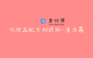 化妆品配方初级班-清洁篇