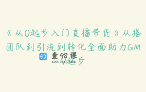 《从0起步入门直播带货》从搭团队到引流到转化全面助力GMV起步