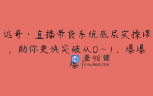 远哥·直播带货系统底层实操课，助你更快突破从0~1，爆爆爆！