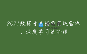 2021数据哥直播带货运营课，深度学习进阶课