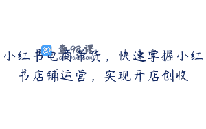 小红书电商带货，快速掌握小红书店铺运营，实现开店创收