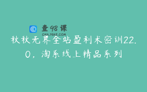 秋秋无界全站盈利术密训22.0，淘系线上精品系列