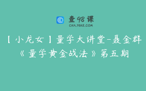 【小龙女】量学大讲堂-聂金群《量学黄金战法》第五期