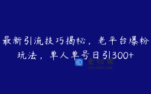 最新引流技巧揭秘，老平台爆粉玩法，单人单号日引300+