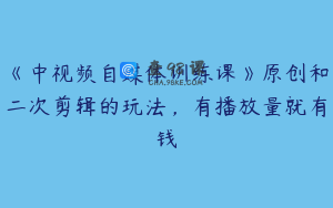 《中视频自媒体训练课》原创和二次剪辑的玩法，有播放量就有钱