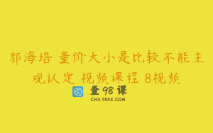 郭海培 量价大小是比较不能主观认定 视频课程 8视频