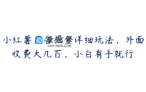 小红薯广告掘金详细玩法，外面收费大几百，小白有手就行