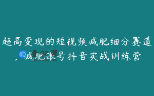 超高变现的短视频减肥细分赛道，减肥账号抖音实战训练营
