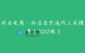 顽石电商·抖店自然流线上实操课【2022版】