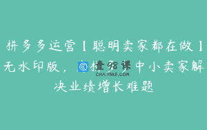 拼多多运营【聪明卖家都在做】无水印版，为拼多多中小卖家解决业绩增长难题