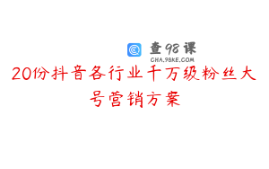20份抖音各行业千万级粉丝大号营销方案