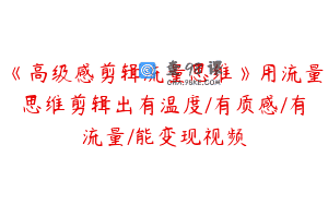 《高级感剪辑流量思维》用流量思维剪辑出有温度/有质感/有流量/能变现视频