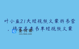 叶小鱼21天短视频文案拆书营，搞定各类书单短视频文案