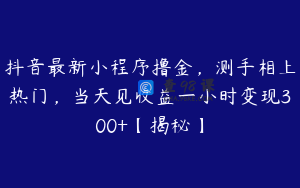 抖音最新小程序撸金,测手相上热门,当天见收益一小时变现300+【揭秘】