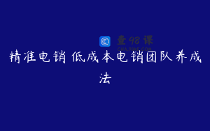 精准电销 低成本电销团队养成法
