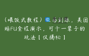 (喂饭式教程)立马到账,美团赔FU全程演示,可干一辈子的玩法【仅揭秘】