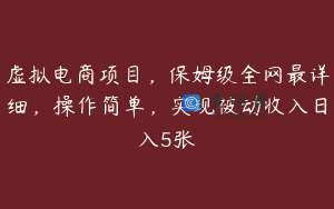 虚拟电商项目，保姆级全网最详细，操作简单，实现被动收入日入5张