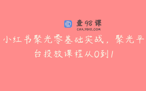 小红书聚光零基础实战，聚光平台投放课程从0到1