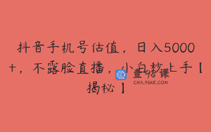 抖音手机号估值，日入5000+，不露脸直播，小白秒上手【揭秘】