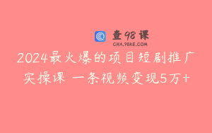 2024最火爆的项目短剧推广实操课 一条视频变现5万+