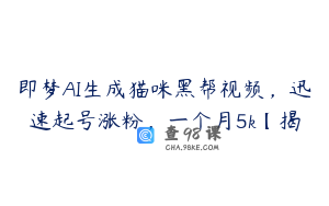 即梦AI生成猫咪黑帮视频，迅速起号涨粉，一个月5k【揭