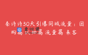 秦诗诗30天引爆同城流量：团购篇 认知篇 流量篇 来客