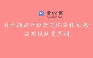 抖音搬运评级处罚绝密技术,搬运短视频变原创