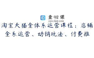 淘宝天猫全体系运营课程：店铺全系运营、动销玩法、付费推