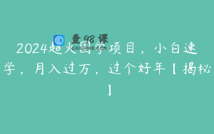 2024超火国学项目，小白速学，月入过万，过个好年【揭秘】