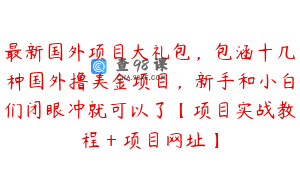 最新国外项目大礼包，包涵十几种国外撸美金项目，新手和小白们闭眼冲就可以了【项目实战教程＋项目网址】