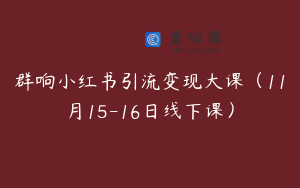 群响小红书引流变现大课（11月15-16日线下课）