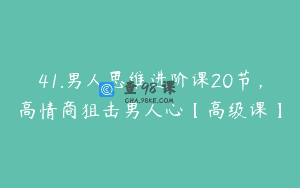 41.男人思维进阶课20节，高情商狙击男人心【高级课】