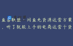 鱼客联盟·闲鱼无货源运营方案，听了就能上手的电商运营干货