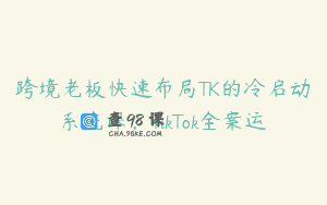 跨境老板快速布局TK的冷启动系统课，TikTok全案运